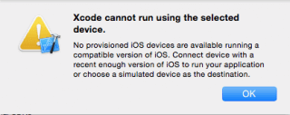 Xcode cannot run using the selected device.の対処法