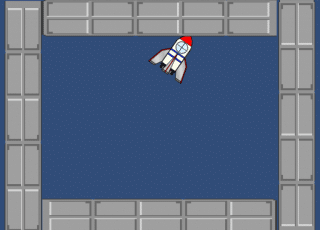 壁に激突するロケットのイラスト