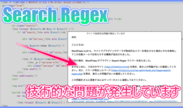 【Search Regex】技術的な問題が発生していますの対処法!コピペOK